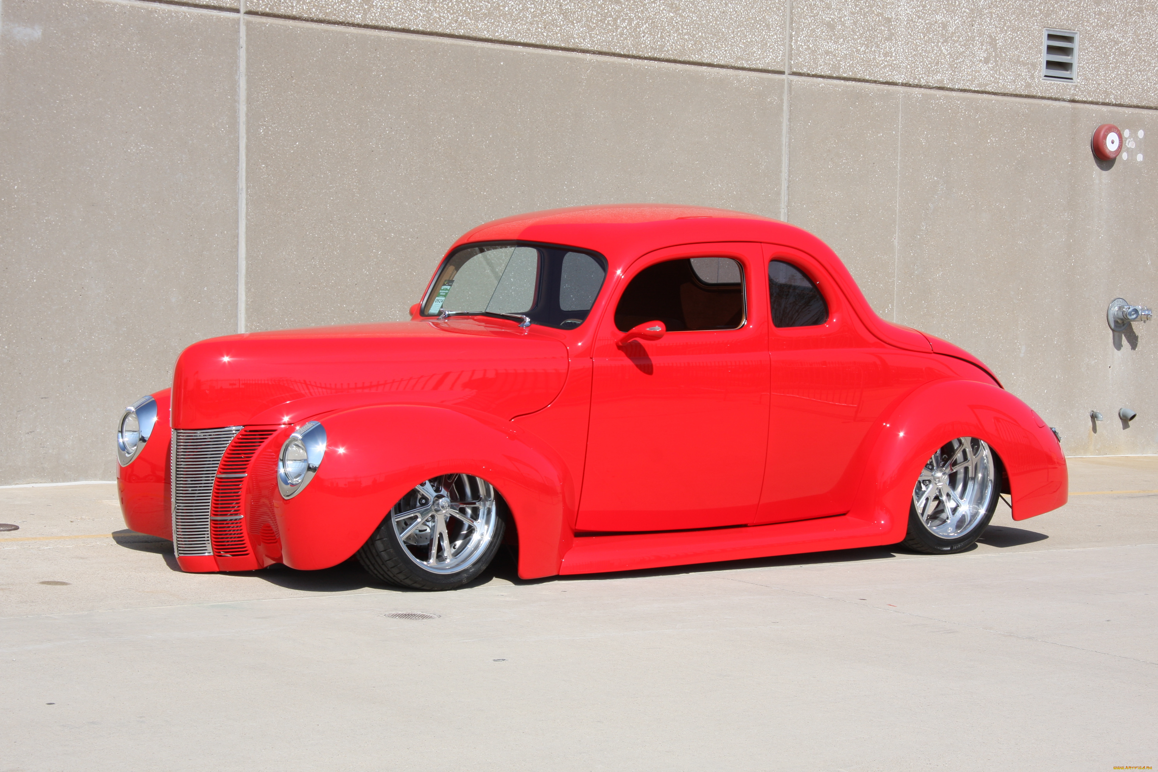 , custom classic car, streetrod, red